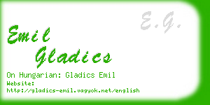 emil gladics business card